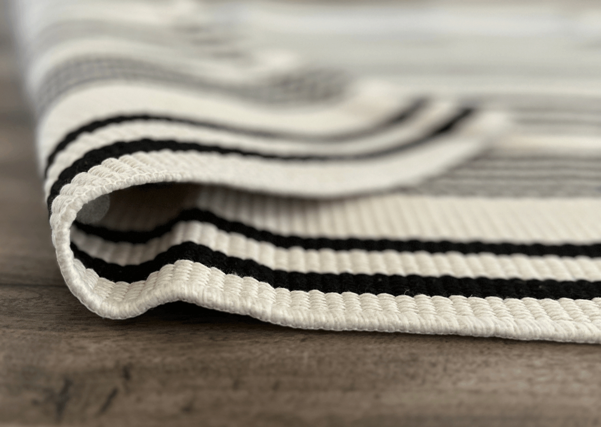 Accent Rug Ribbed Texture Low Profile Woven Striped Floor Mat