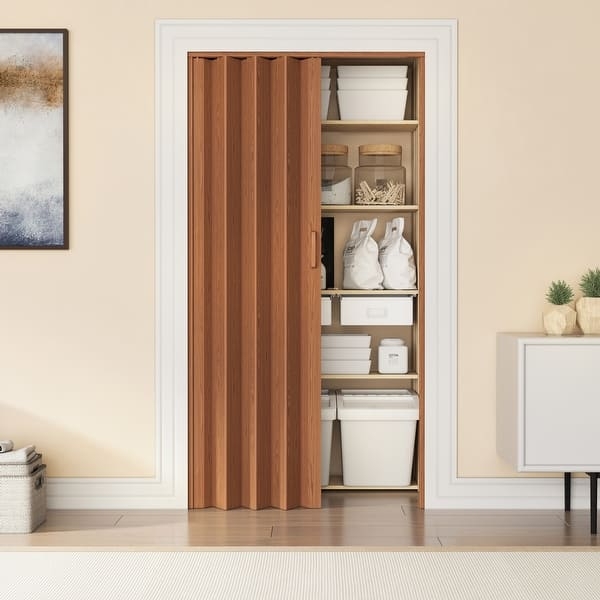 Accordion Door Walnut Wood Grain PVC Pantry Space Saving Door