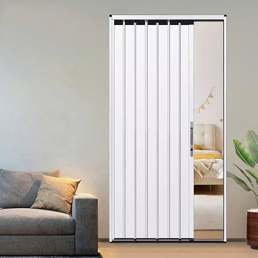 Accordion Door White Aluminum Vertical Slats Space Saving Partition