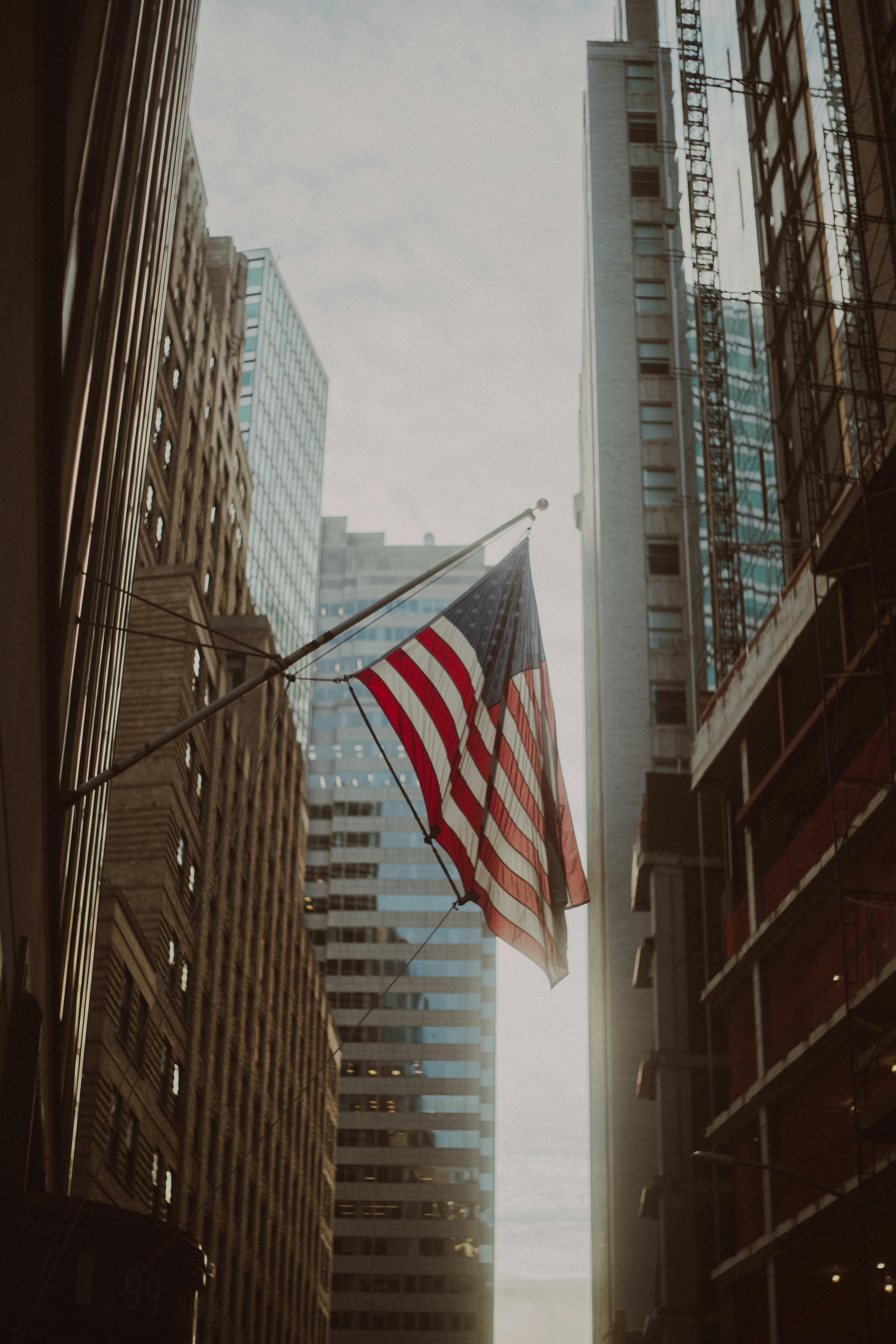 American Flag NYC Architecture Urban Industrial Cityscape