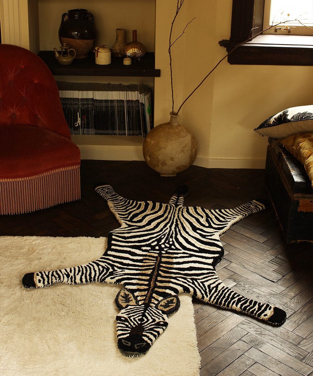 Animal Shaped Rug Whimsical Pattern Zebra Floor Decor