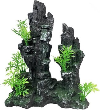 Aquarium Decoration with Dual Mountain Peaks and Craggy Rock
