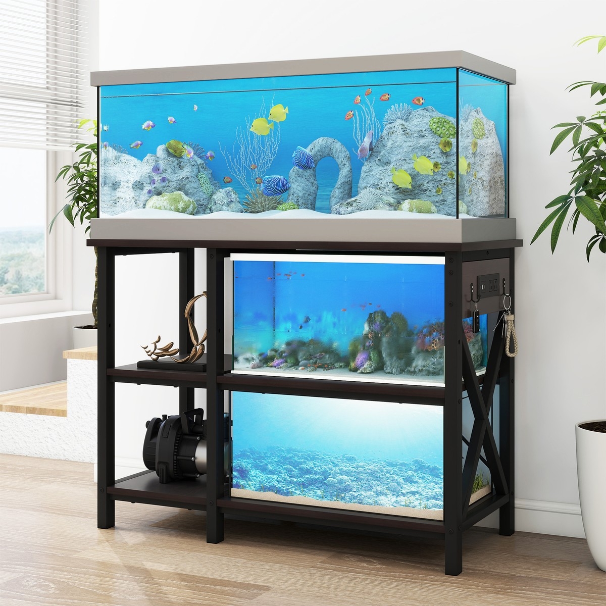 Aquarium Stand X Brace Support with Integrated Power Panel