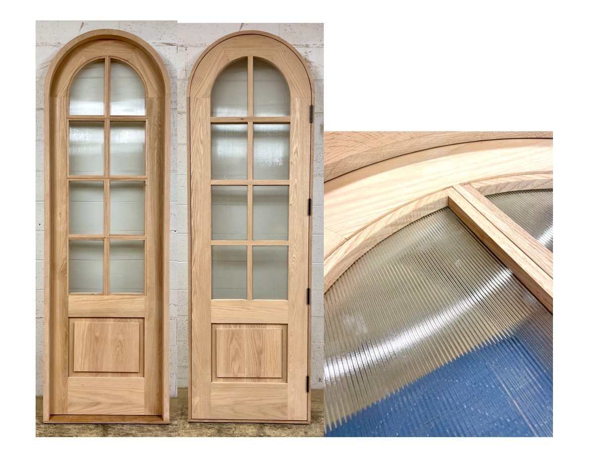 Arched Door Reeded Glass Texture White Oak Wood