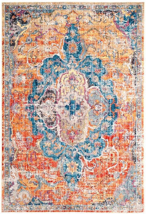 Area Rug Aged Vintage Aesthetic Transitional Medallion Rug
