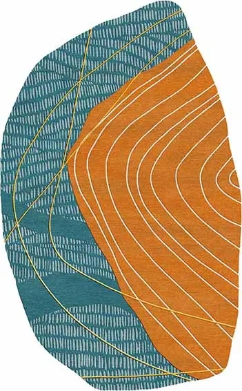 Area Rug Asymmetrical Border Burnt Orange Slate Rug