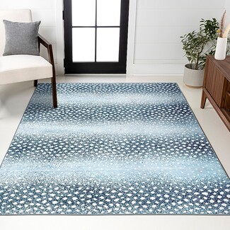 Area Rug Blue Antelope Print Coastal Blue Gradient Rug