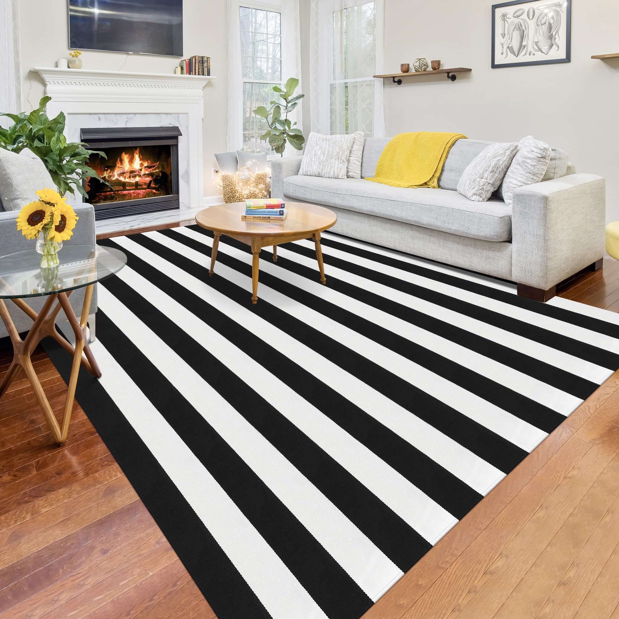 Area Rug Bold Stripes High Contrast Large Striped Rug Inspiration