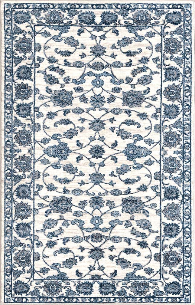 Area Rug Botanical Border Floral Medallion Decor