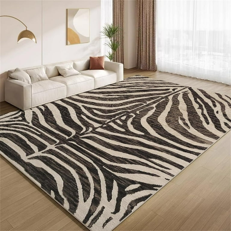 Area Rug Brown Animal Texture Modern Zebra Print Rug
