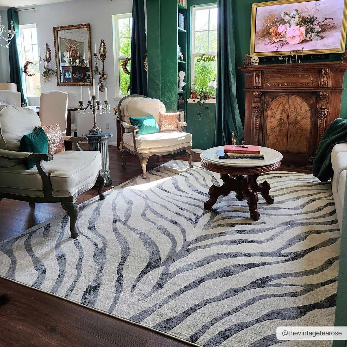 Area Rug Charcoal Zebra Print Organic Gray Zebra Rug