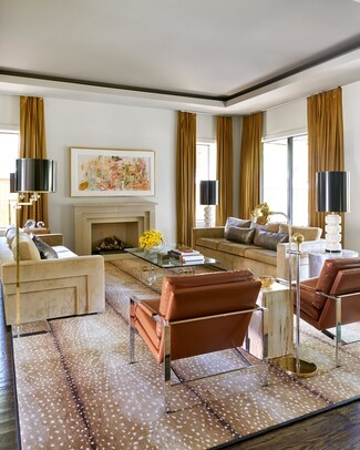 Area Rug Cognac Leather Accent Glass Coffee Table Styling