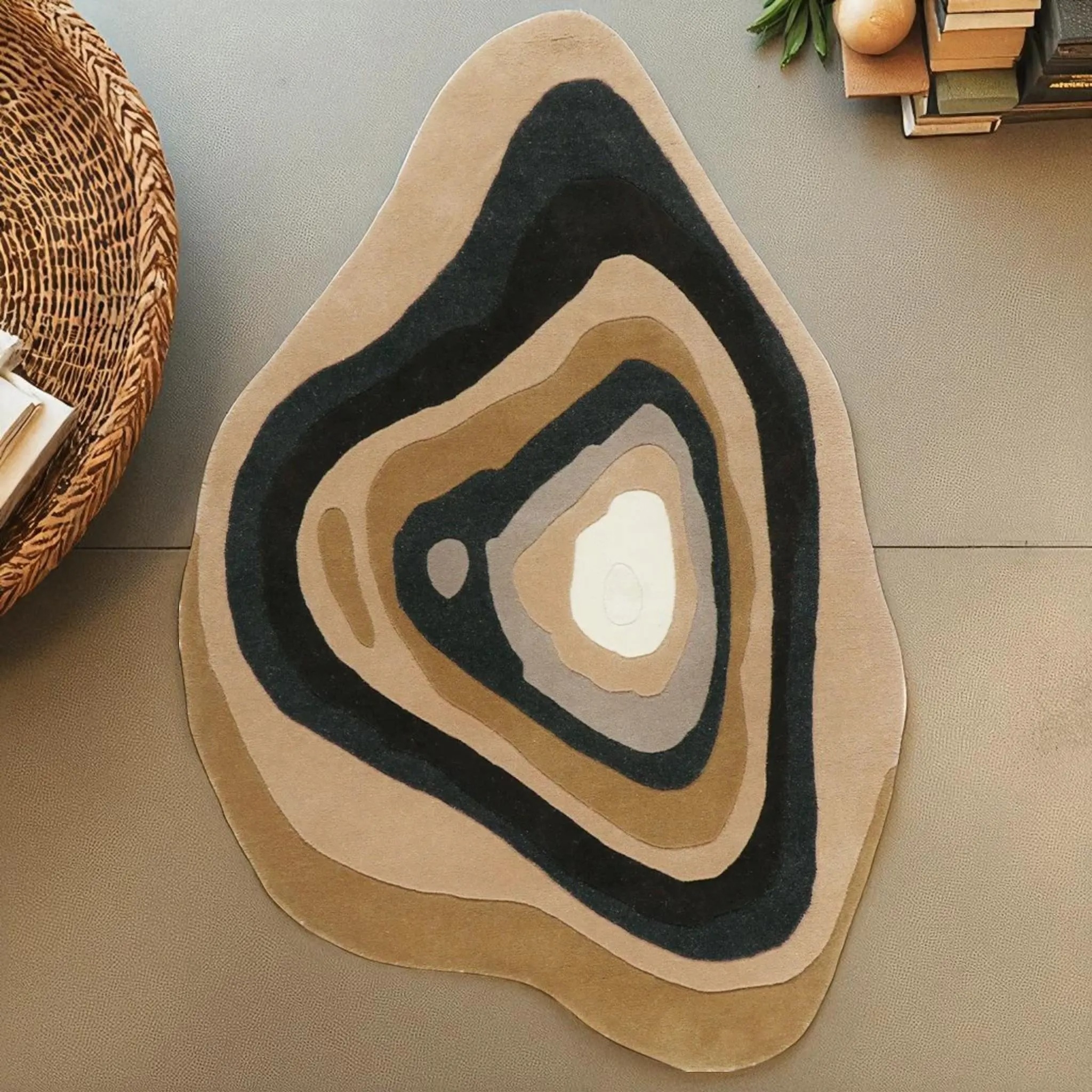 Area Rug Concentric Layers Topographic Earth Tones