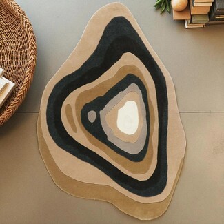 Area Rug Concentric Layers Topographic Earth Tones