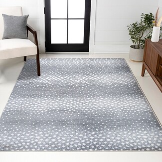 Area Rug Cool Gray Low Pile Transitional Gray Antelope Rug