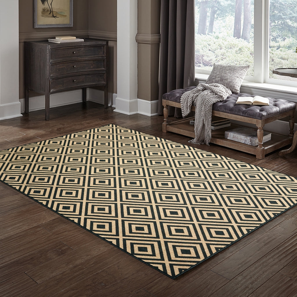 Area Rug Diamond Grid Lattice Pattern Modern Neutral