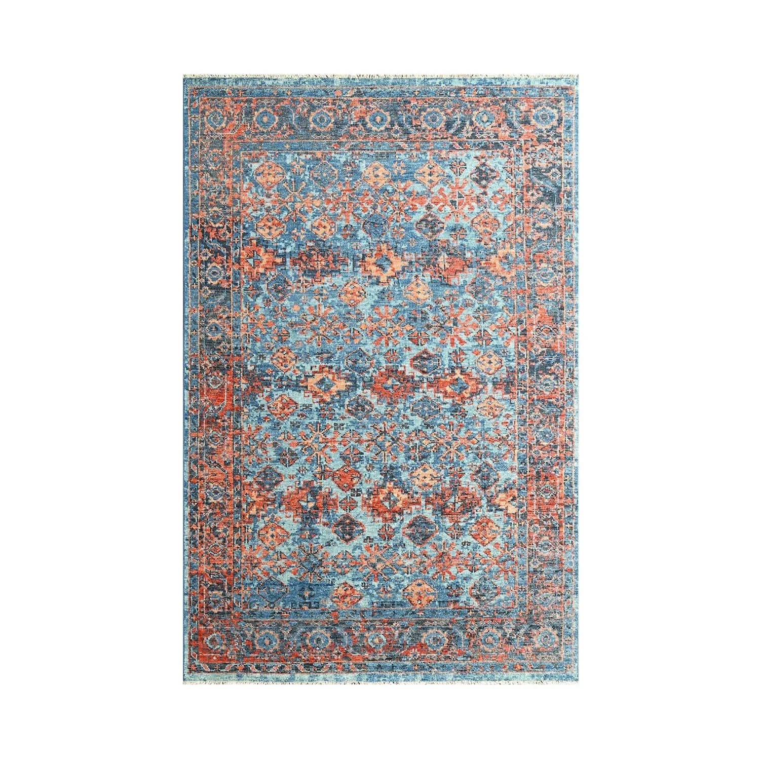 Area Rug Distressed Oushak Slate Blue Floor Covering