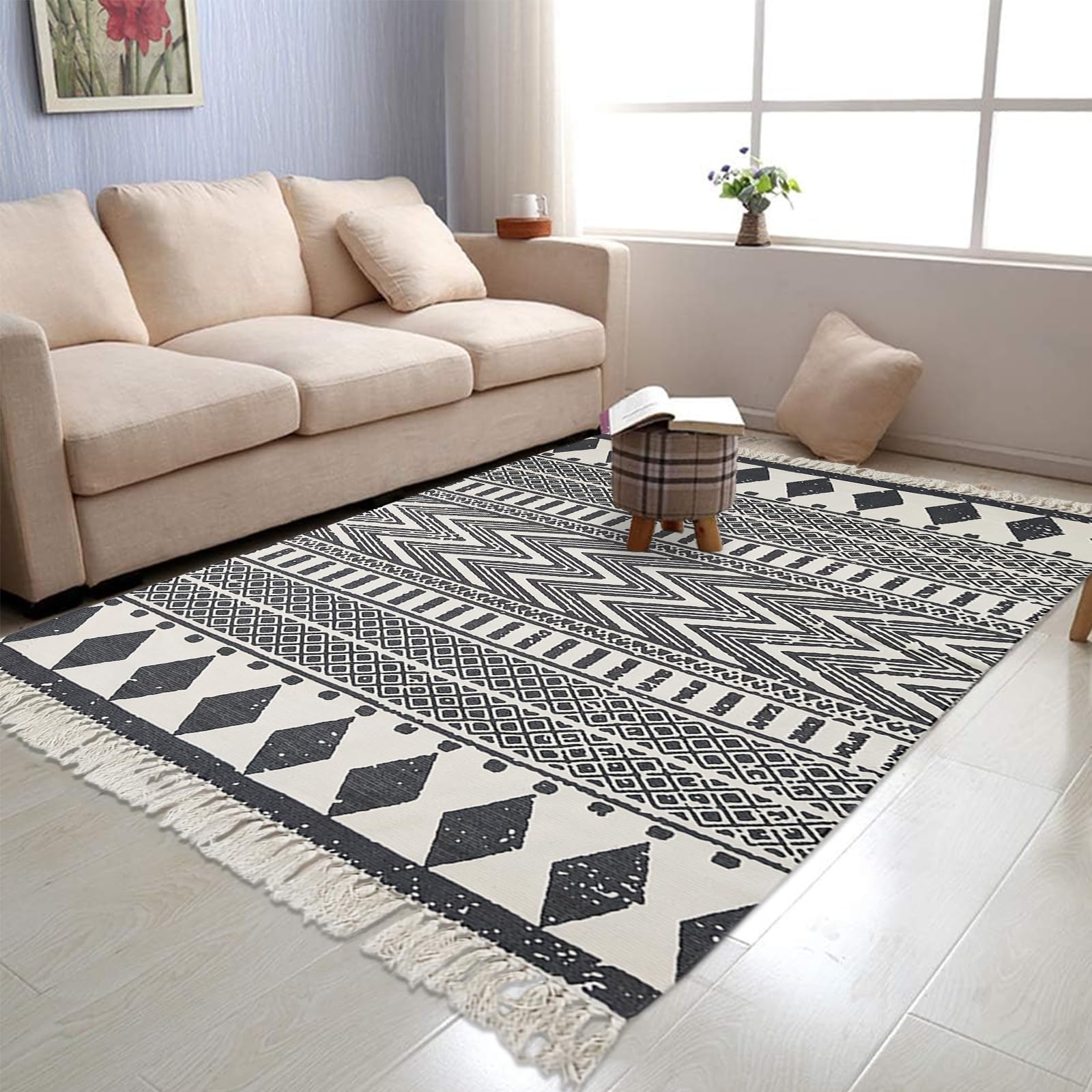 Black And Cream Rug