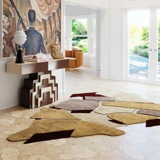 Area Rug Geometric Color Blocking Irregular Silhouette