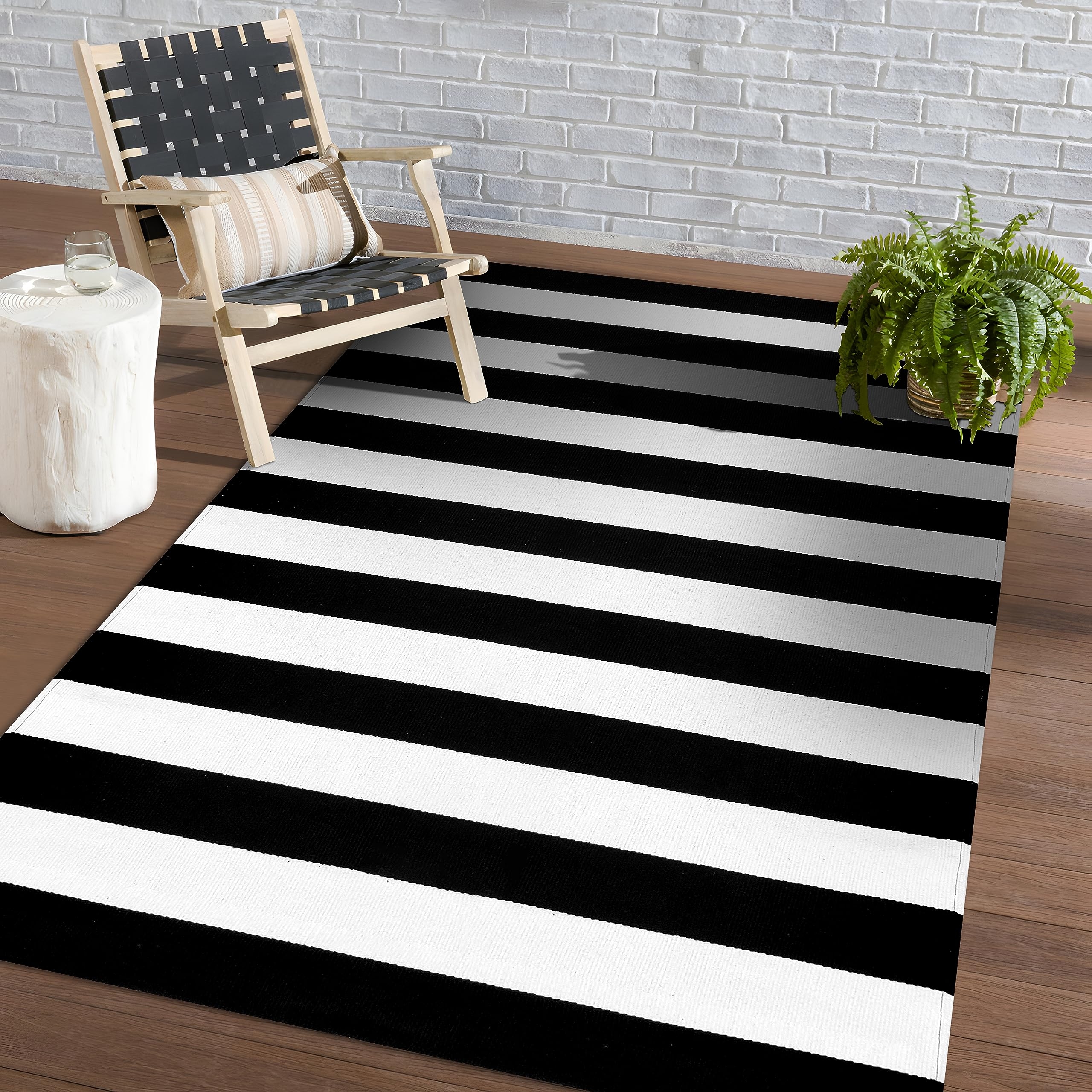 Area Rug Indoor Outdoor Versatility Bold Stripe Patio Decor