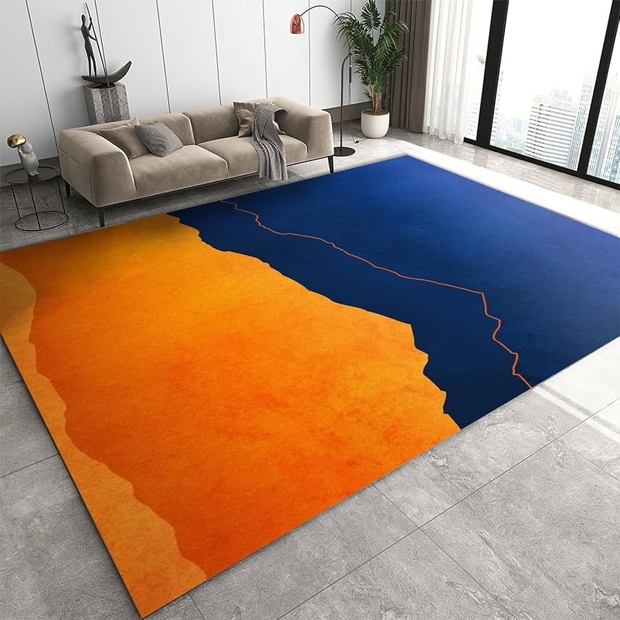 Area Rug Irregular Splicing Contemporary Color Block Rug