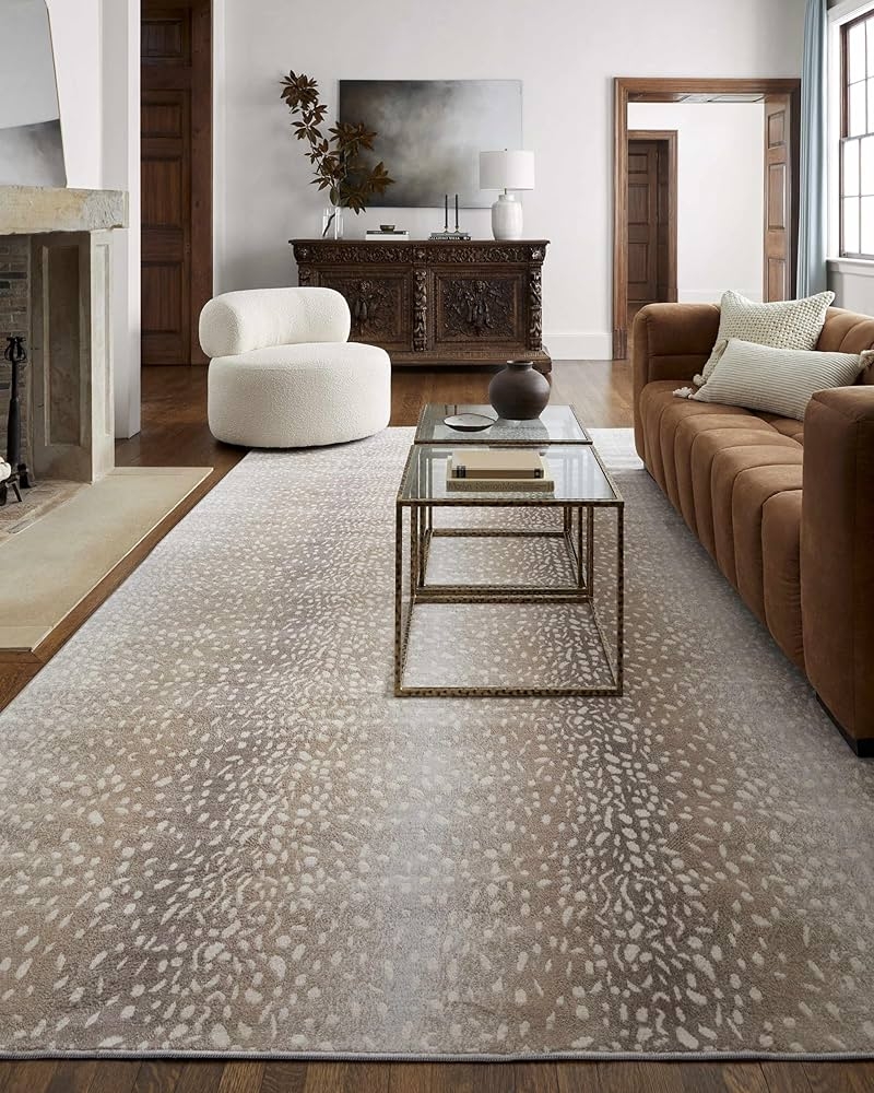 Area Rug Mottled Spots Neutral Spotted Living Room Rug