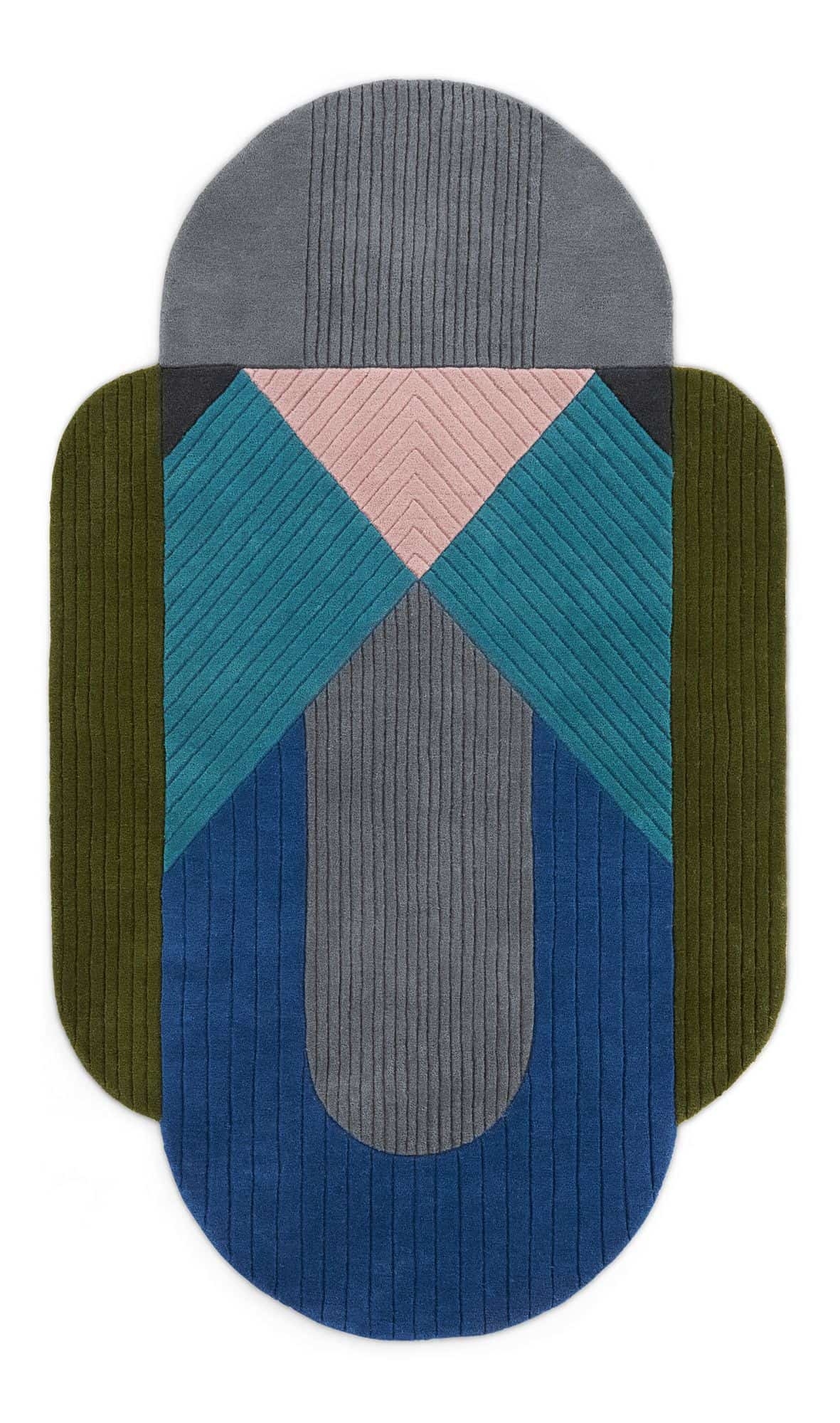 Area Rug Multi Directional Ribbing Pill Shaped Rug