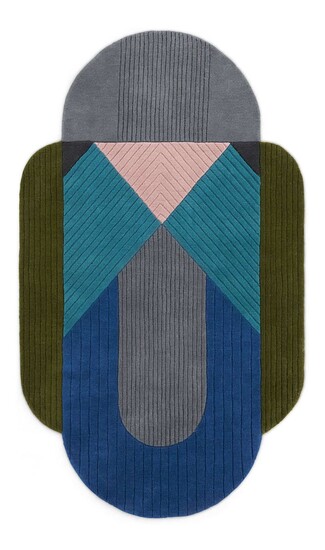 Area Rug Multi Directional Ribbing Pill Shaped Rug