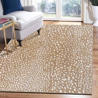 Area Rug Neutral Animal Print Tan and Ivory Fawn Rug