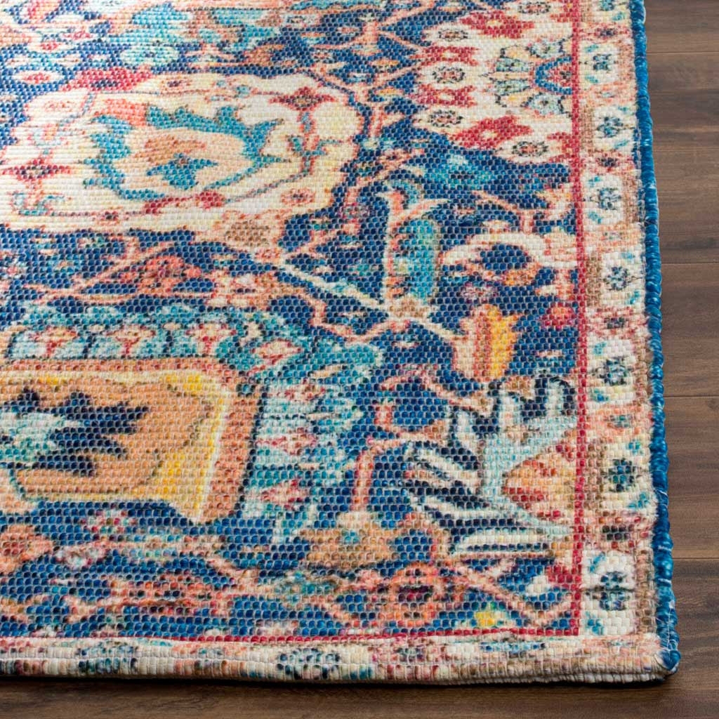 Area Rug Saffron Accents Distressed Blue Oriental Rug