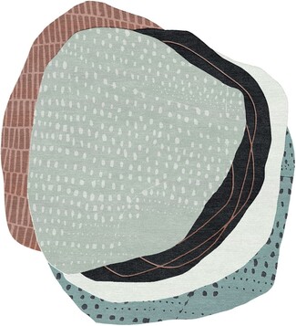 Area Rug Sage Organic Silhouette Layered Geometry