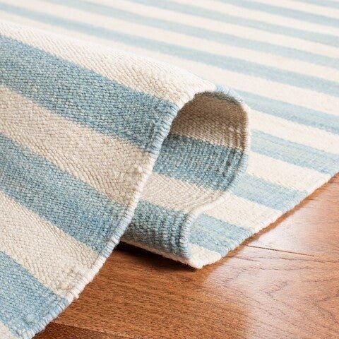 Area Rug Sky Blue Stripes Flatweave Striped Carpet
