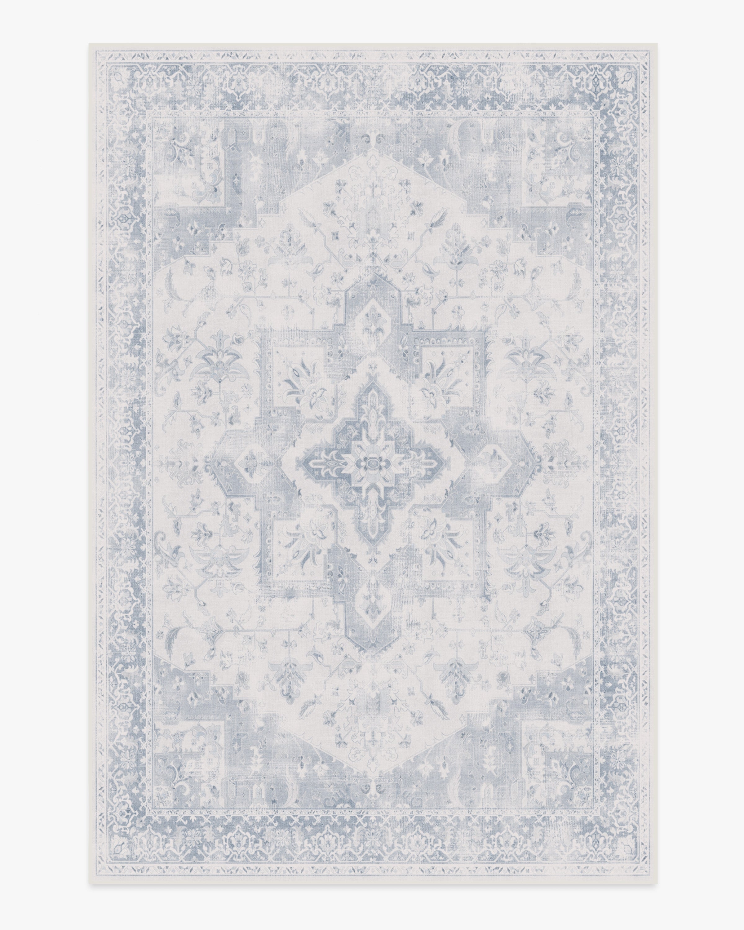 Area Rug Soft Blue Medallion Vintage Traditional Rug