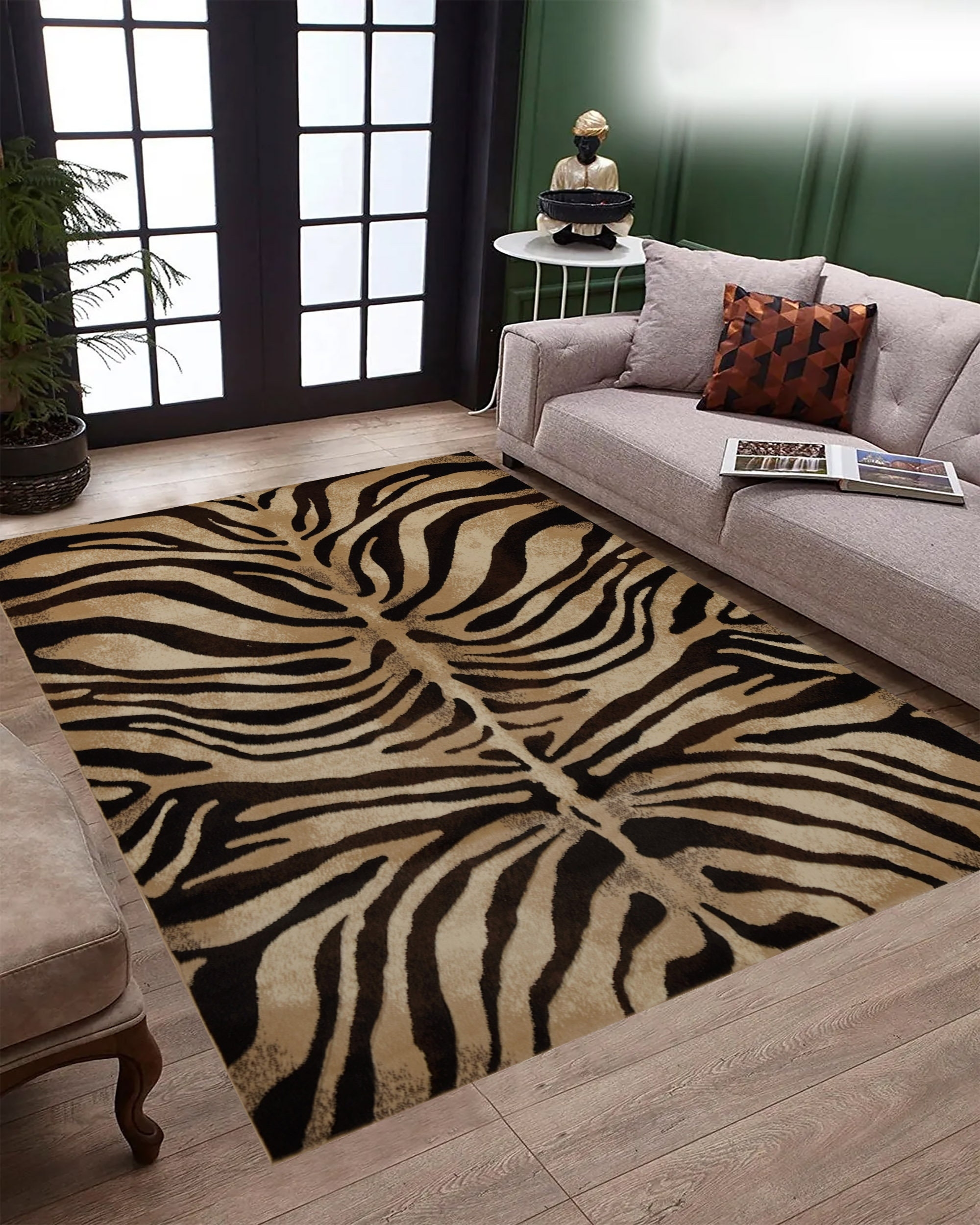Area Rug Symmetrical Animal Pattern Modern Zebra Rug