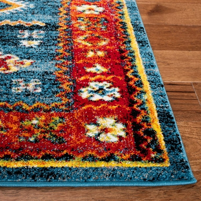 Area Rug Teal and Orange Vibrant Blue Orange Rug