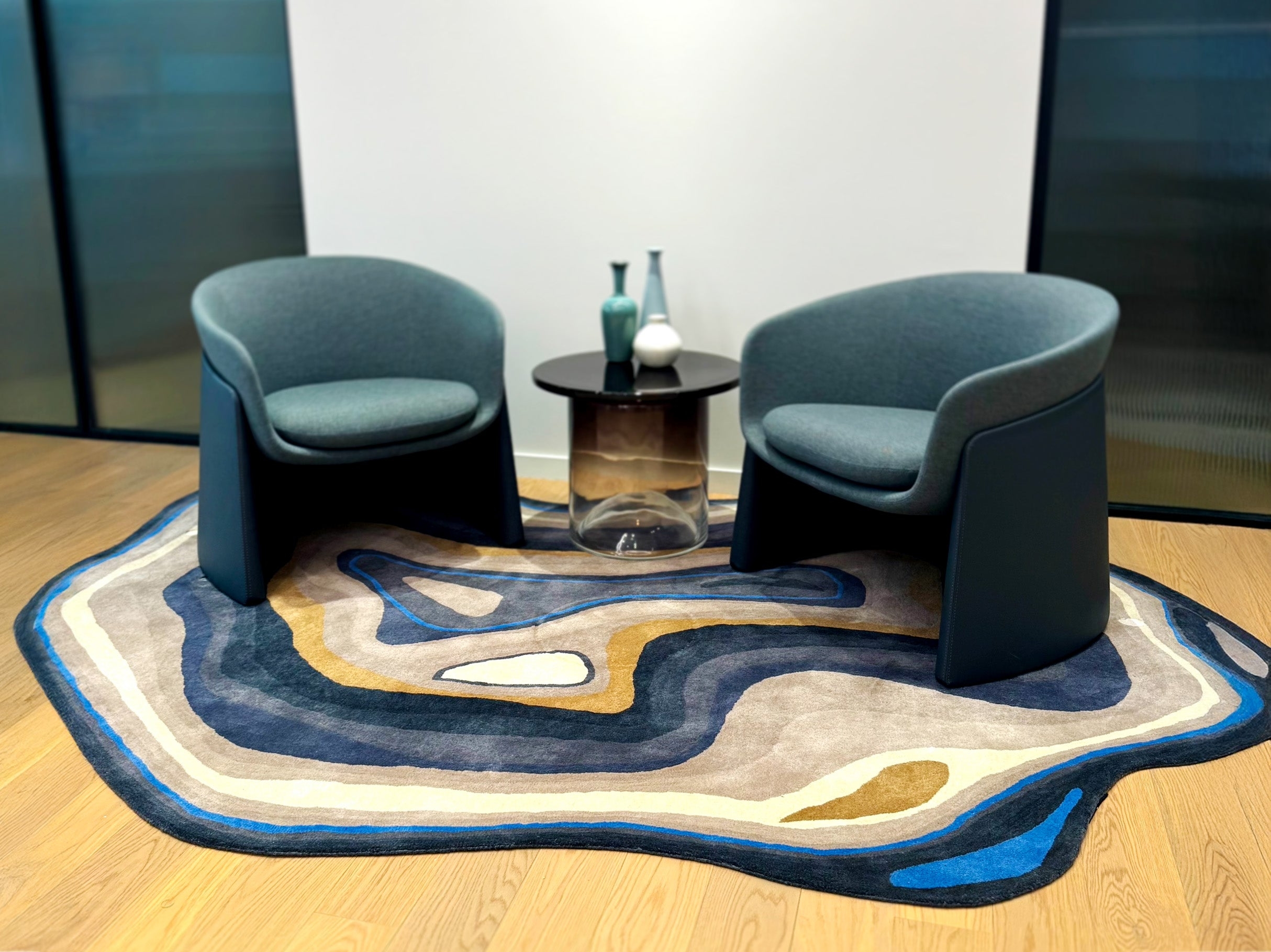 Area Rug Topographical Pattern Tub Style Seating Decor