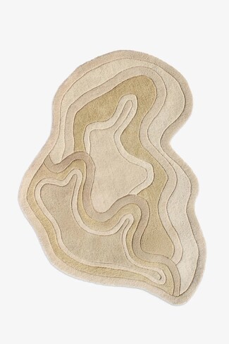 Area Rug Using Warm Beige Organic Wave Rug Design