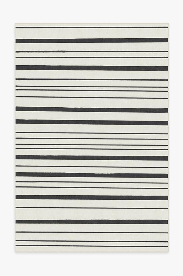 Area Rug Varying Line Weights Low Profile Scandinavian Style Rug