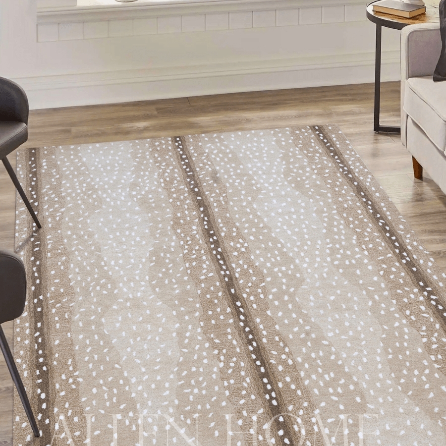 Area Rug Vertical Stripes Antelope Pattern Wool Rug