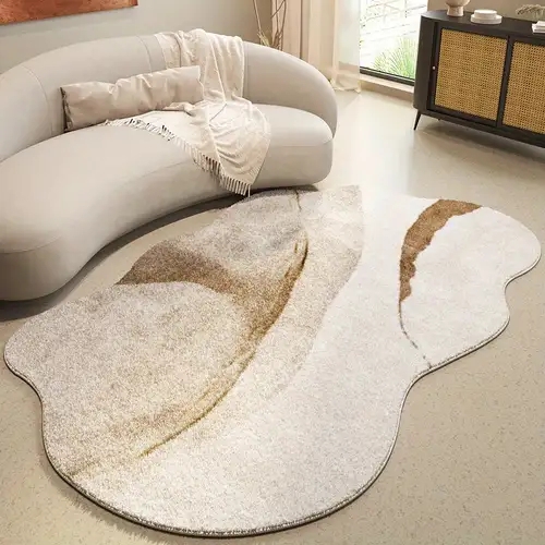 Area Rug Wavy Border Topographical Japandi Style
