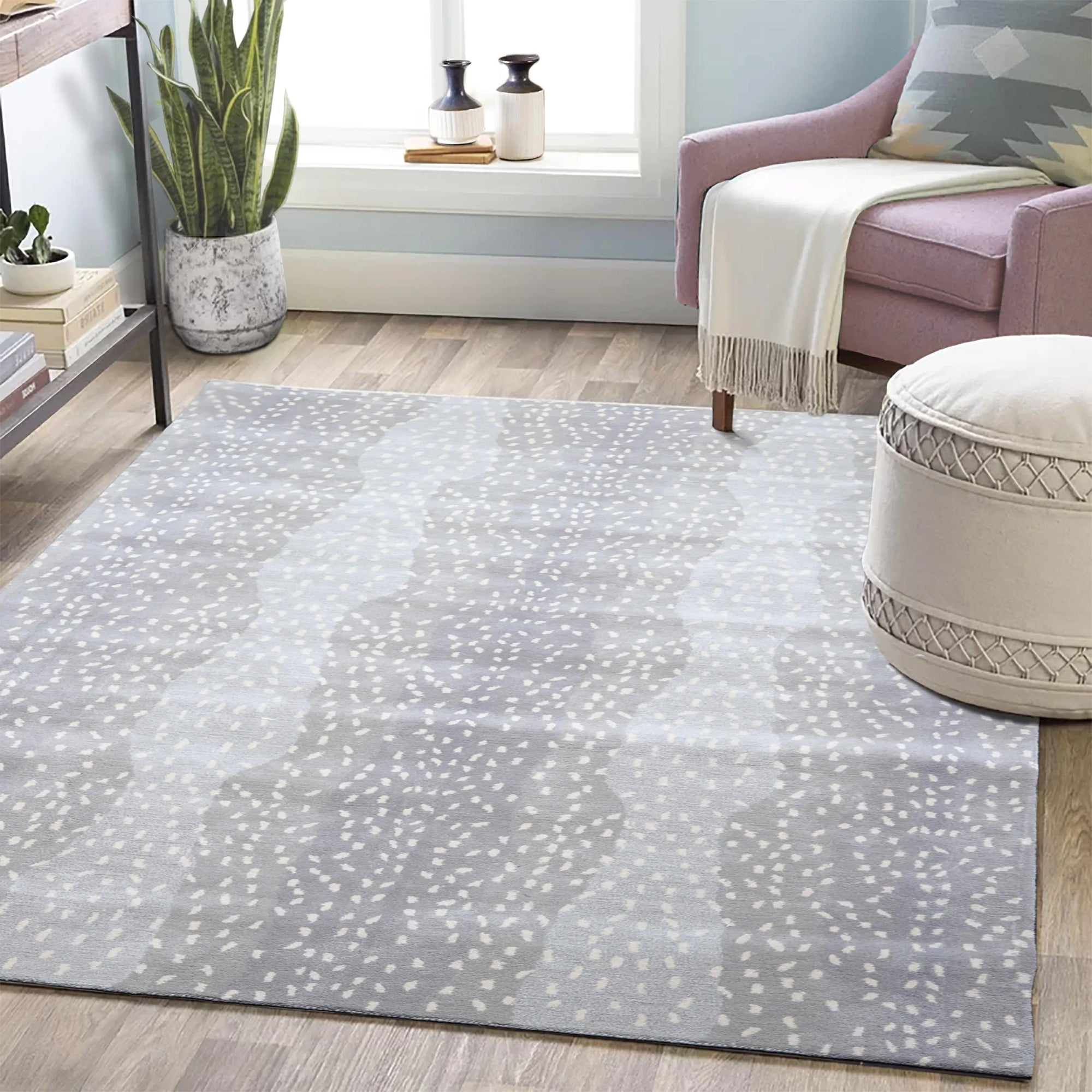 Area Rug Wavy Gradient Bands Slate Gray Designer Rug