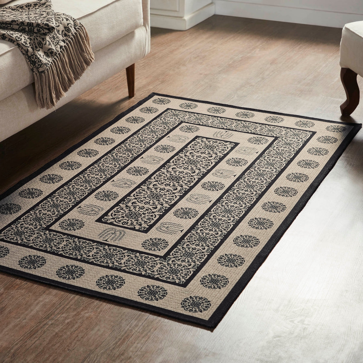 Area Rug Weeping Willow Motifs Jacquard Weave Floral