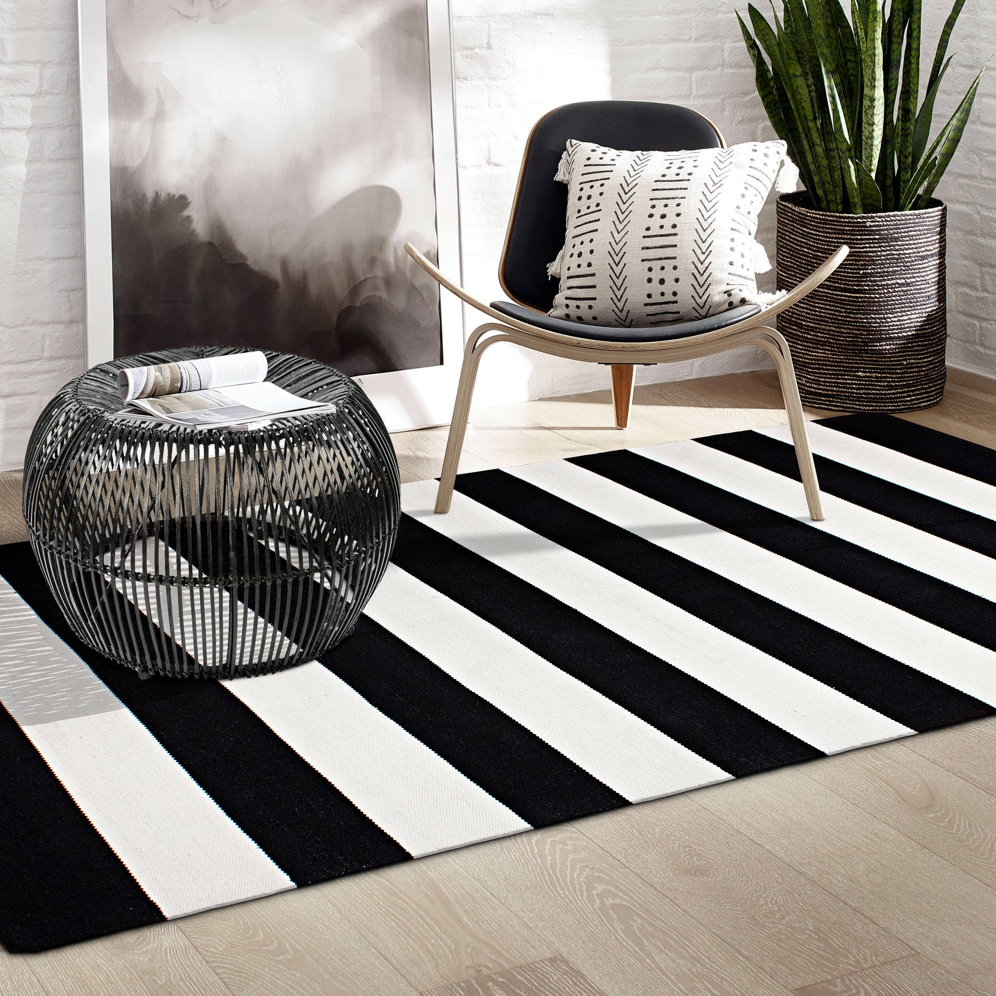 Black And White Striped Rug