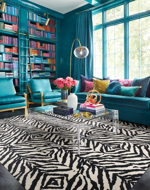 Area Rug Zebra Crossing Graphic Black White Carpet