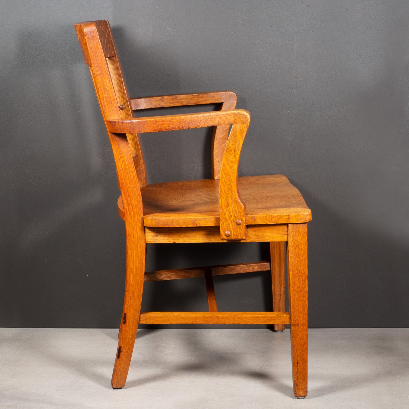 Armchair Box Stretcher Solid Oak Antique Oak Library Chair