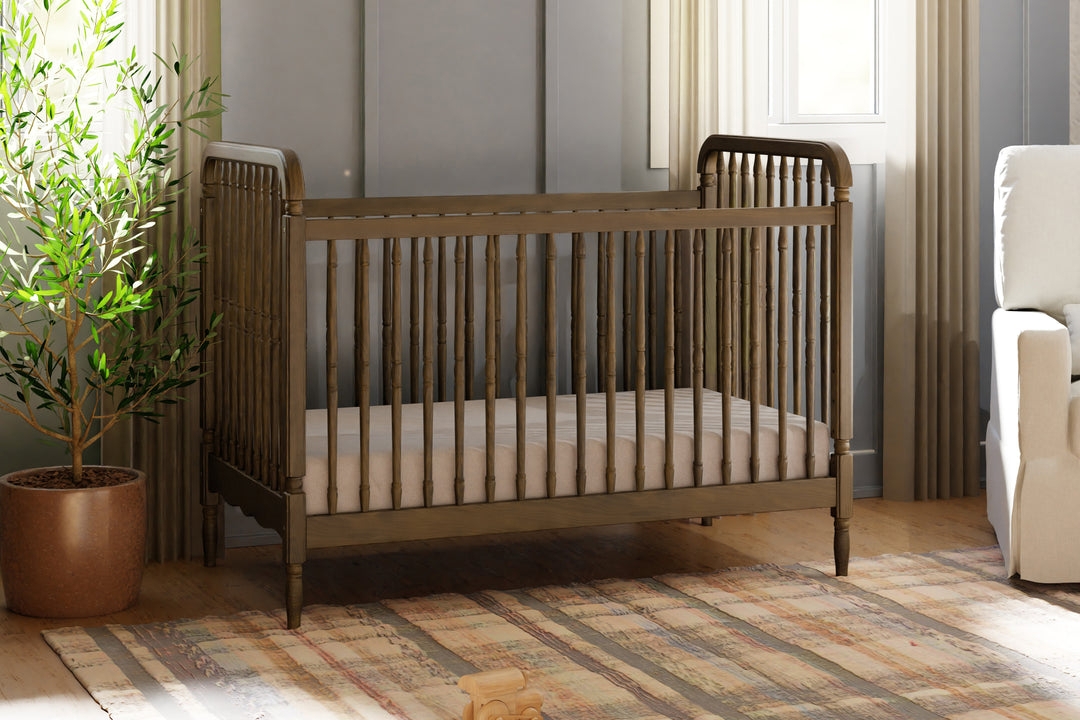 Baby Crib Arched Silhouette Spindle Rails - Vintage nursery furniture