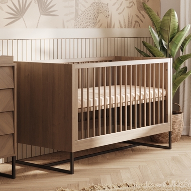 Baby Crib Matte Black Metal Sled Base - Contemporary slatted crib