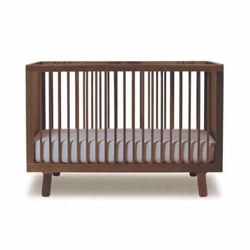 Baby Crib Slim Vertical Slats Dark Brown - Tapered leg crib
