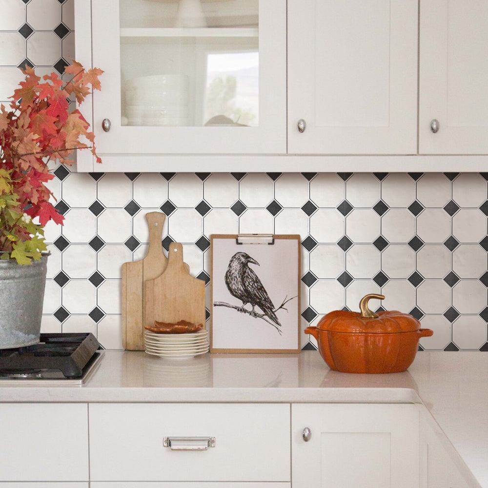 Backsplash Tile 3D Geometric Design Octagon Dot DIY Style