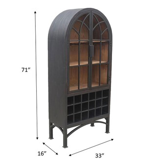 Bar Cabinet: Arched Cathedral Mullion Matte Black Hutch